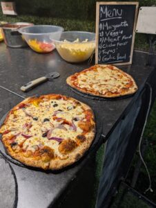 Big Slice event catering serving stone baked pizzas for evening wedding at Bordesley Park, Birmingham.
