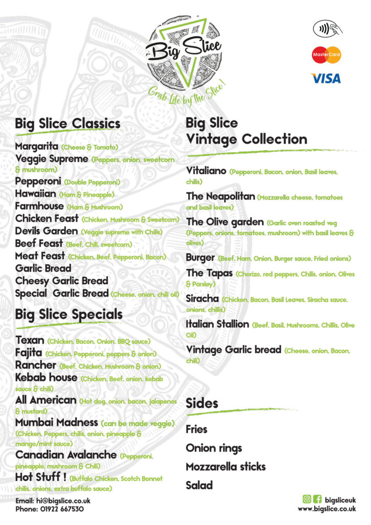 Big Slice wedding menu